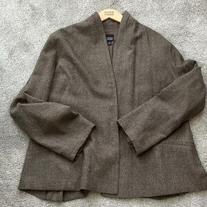 Glorious Vintage Eileen Fisher Taupe Lightweight Wool Jacket size XL